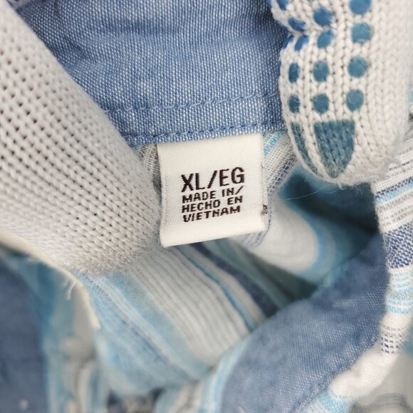 Weatherproof Button Shirt Mens XL Blue Washable Linen Blend Pocket Striped - Picture 4 of 9